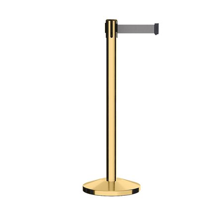 MONTOUR LINE Stanchion Belt Barrier Pol.Brass Post 13ft. Lt Gry Belt M630-PB-LGY-130